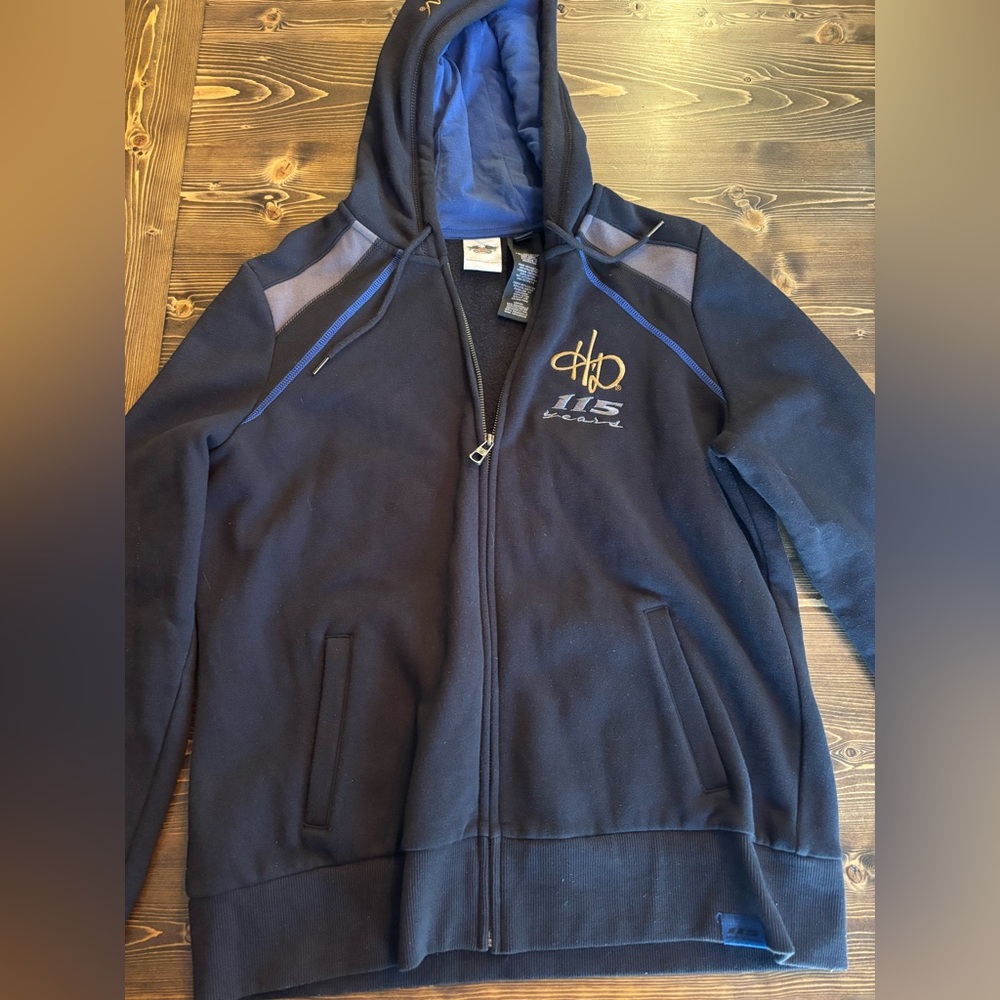 Harley-Davidson Black and Blue Zip-Up Jacket